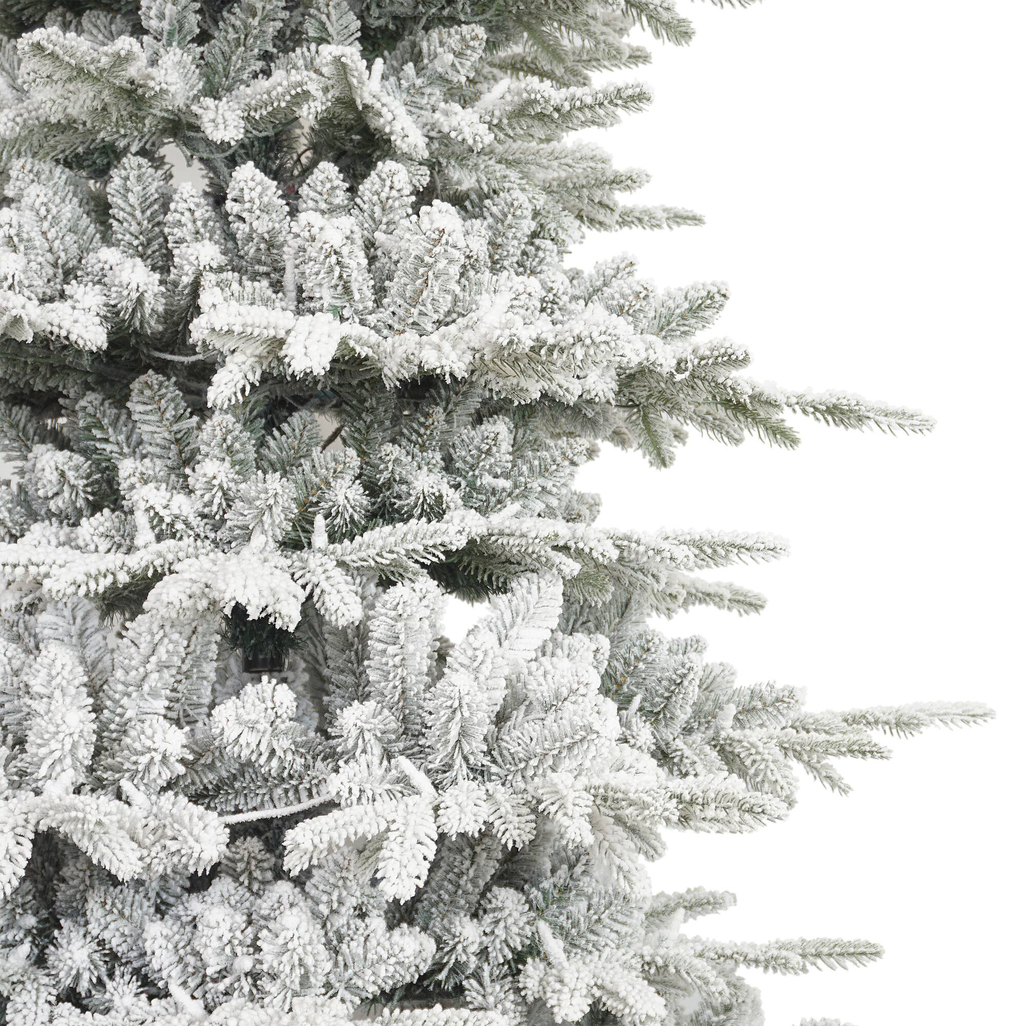 6.5ft. Pre-lit Slim Flocked Artificial Utah Fir Christmas Tree, Clear Lights